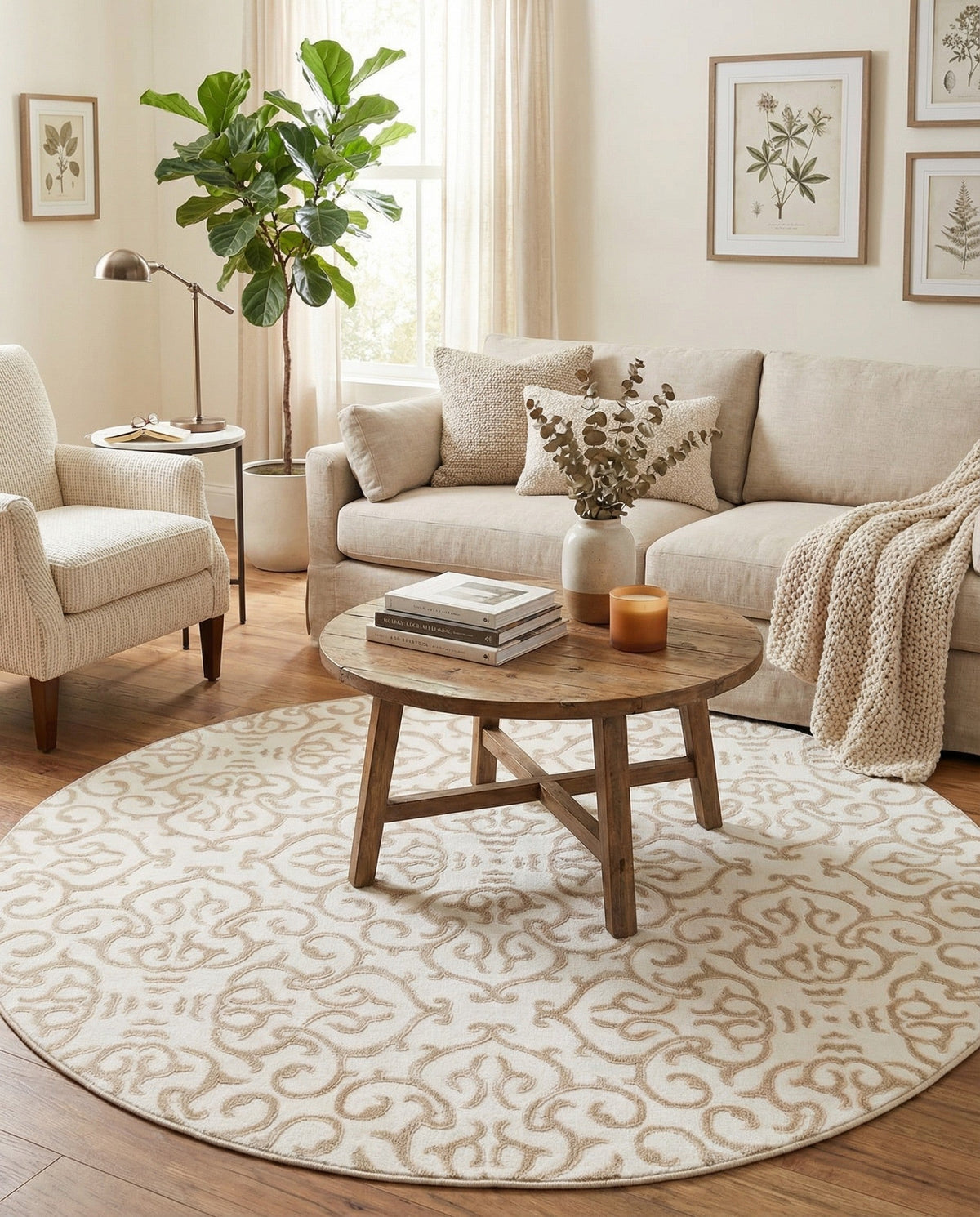 Andes Summit Collection Area Rug -  Pichincha Round Snow White  lifestyle 106