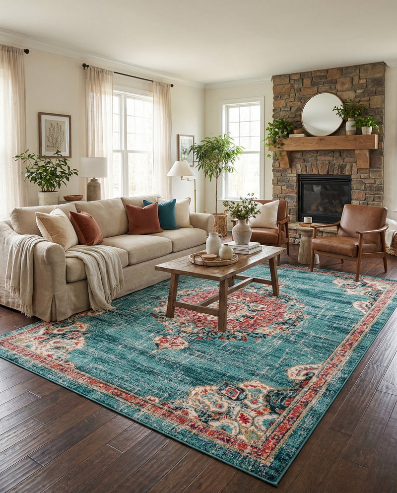 Brighton Terrace Collection Area Rug - Hove (Blue) Rectangle Blue  lifestyle 15