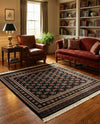 Samarkand Elegance Collection Area Rug -  Margilan (Dark Green) Square Dark Green  lifestyle 71