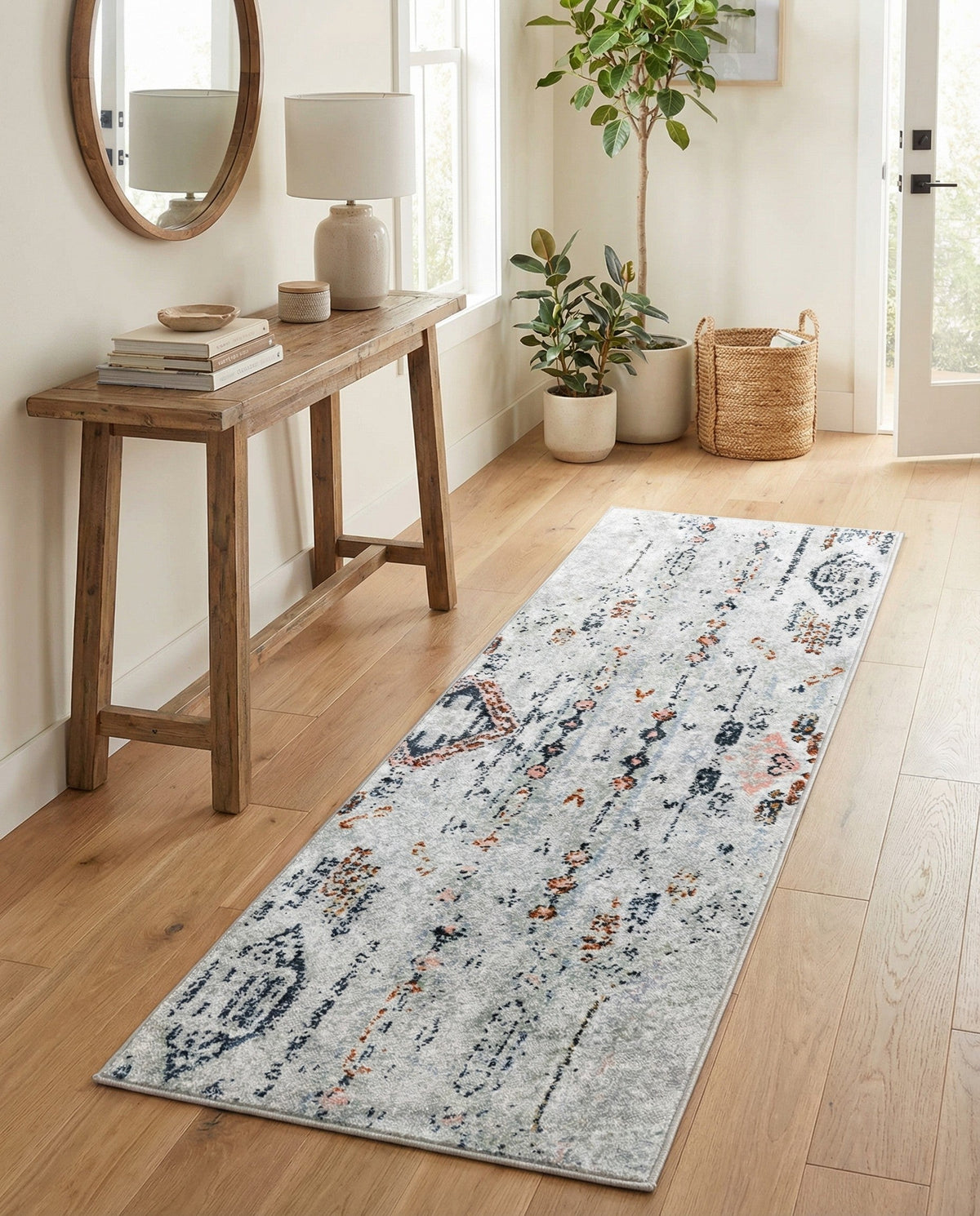 Aegean Elegance Washables Collection Area Rug -  Zakynthos Runner Ivory Gray  lifestyle 160