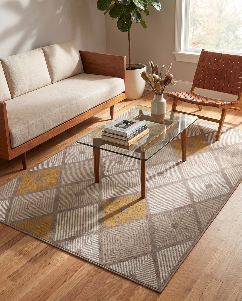 Coastal Haven Collection Area Rug -  Anchorage Rectangle Ivory and Yellow  lifestyle 35