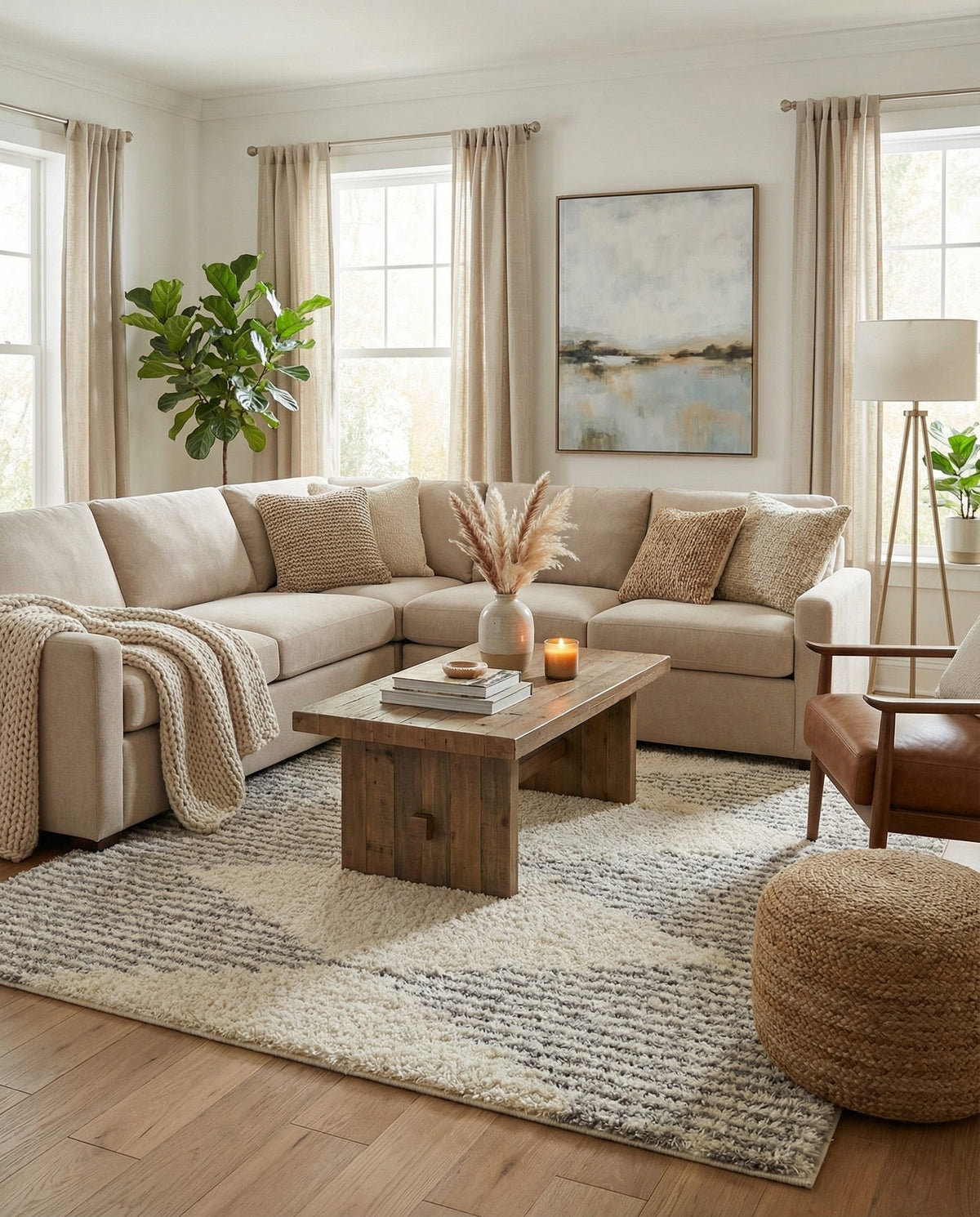 Eternal Plush Oasis Collection Area Rug -  Bliss Square Pearl and Gray  lifestyle 98