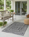 Sustainable Strands Indoor-Outdoor Oasis Collection Area Rug -  Sandbar (Black and White) Rectangle Black and White  lifestyle 15