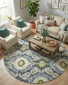 Urban Terrace Collection Area Rug -  Vista Round Blue  lifestyle 35