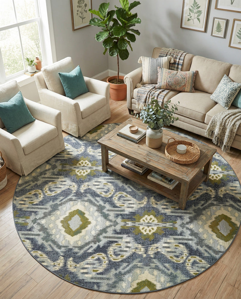 Urban Terrace Collection Area Rug -  Vista Round Blue  lifestyle 35