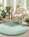 Eternal Plush Oasis Collection Area Rug -  Tranquility (Cyan) Round Cyan  lifestyle 59