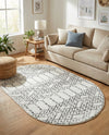 Marrakesh Lattice Collection Area Rug - Casablanca (Ivory Black) Oval Ivory Black  lifestyle 36