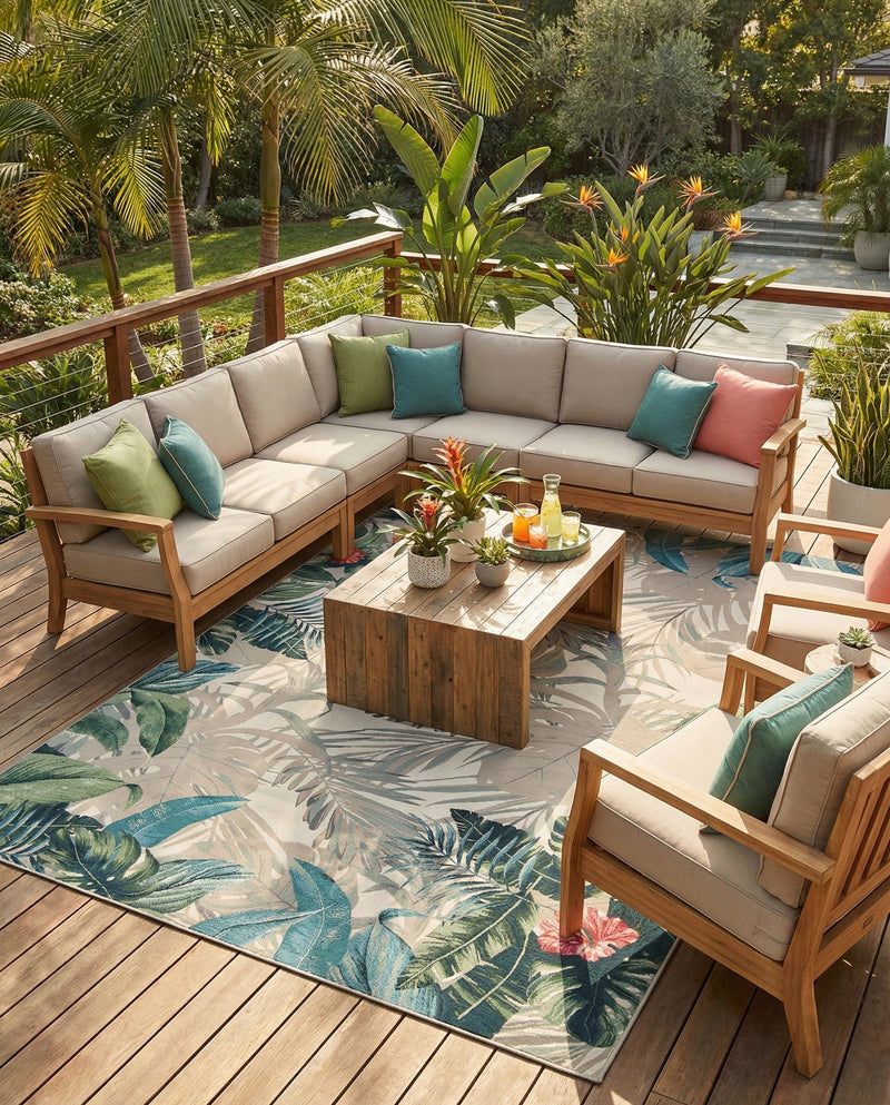Seaside Blooms Collection Area Rug -  Paradise Rectangle Multi  lifestyle 25