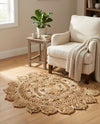 Woven Seaside Jute Collection Area Rug - Coastalhaven (Natural) Round Natural  lifestyle 15