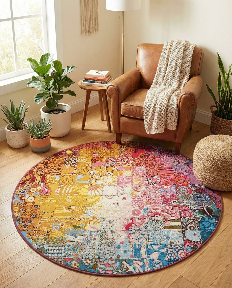 Urban Terrace Collection Area Rug -  Terrace Round Multi  lifestyle 62