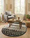 Mediterranean Lattice Collection Area Rug -  Casablanca (Black and White) Oval Black and White  lifestyle 67
