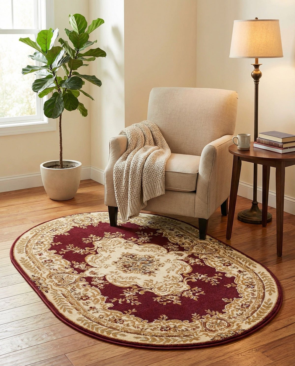 Versailles Elegance Collection Area Rug -  Vincennes Oval Red  lifestyle 119