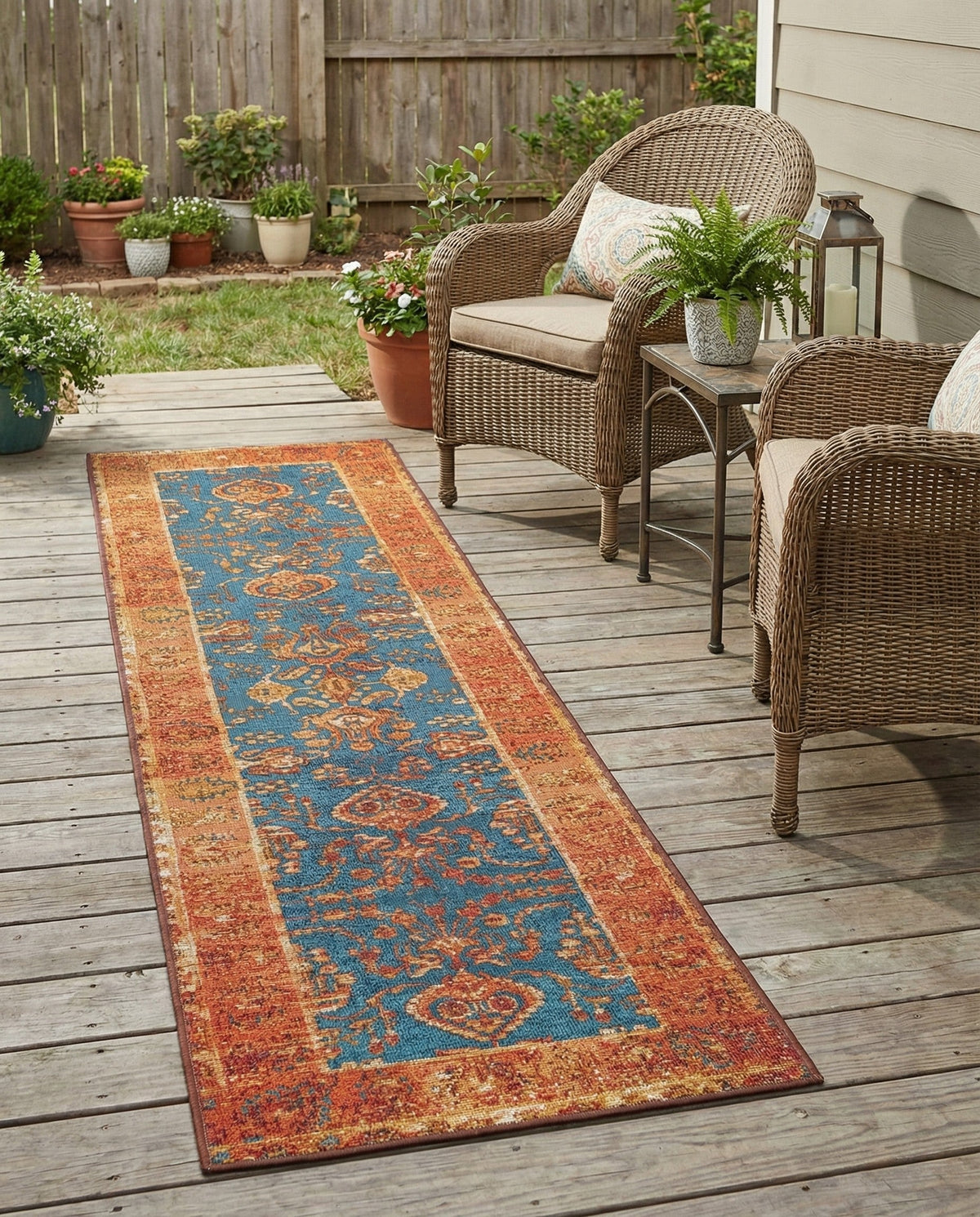 Patio Heritage Collection Area Rug -  Pavilion Runner Navy Blue  lifestyle 80