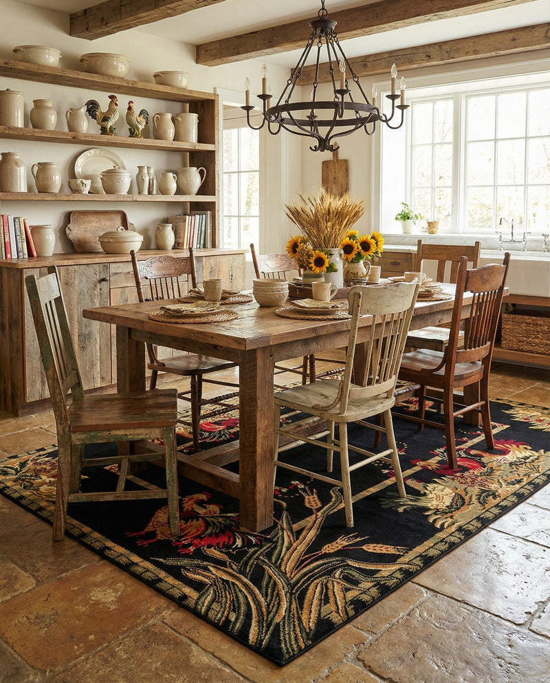 Rural Charm Collection Area Rug - Meadowbrook Rectangle Black  lifestyle 12