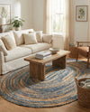 Woven Udaipur Collection Area Rug - Sahara Oval Blue and Natural  lifestyle 69
