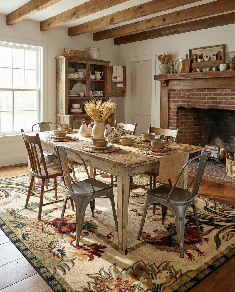 Rural Charm Collection Area Rug - Meadowbrook Rectangle Cream  lifestyle 34