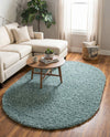Plush Oasis Collection Area Rug - Serenity (Light Slate Blue) Oval Light Slate Blue  lifestyle 36