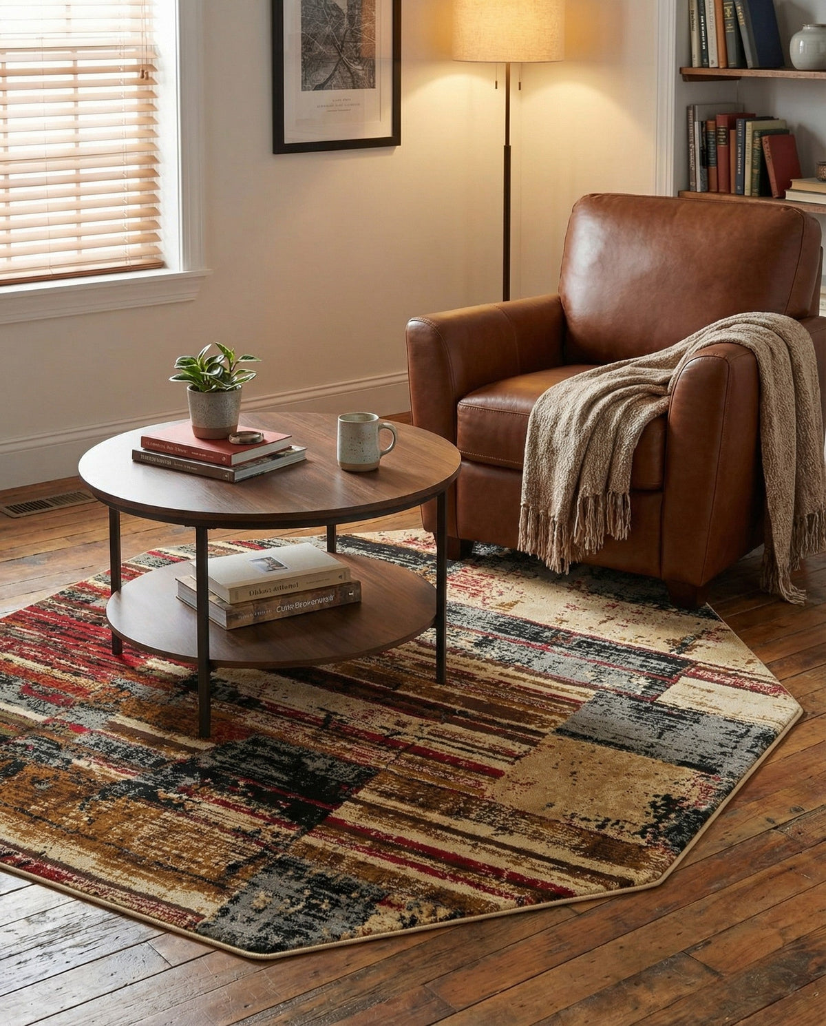 Neptune Elegance Collection Area Rug - Triton Octagon Multi  lifestyle 31