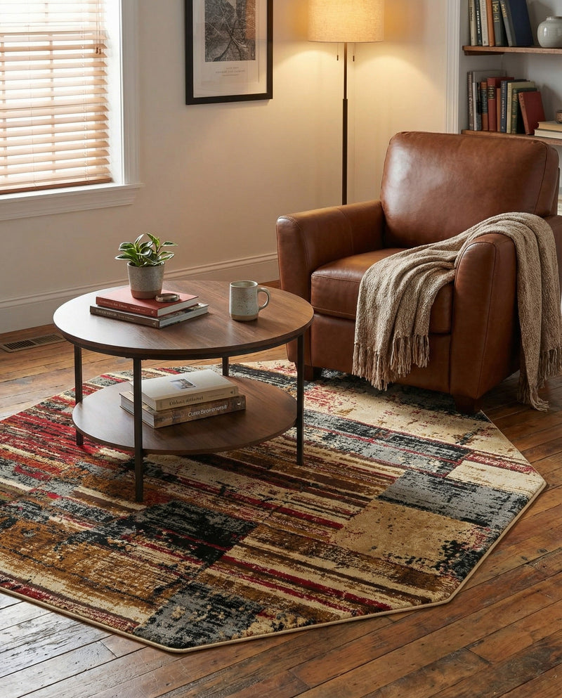 Neptune Elegance Collection Area Rug - Triton Octagon Multi  lifestyle 31