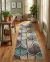Outdoor Marrakesh Collection Area Rug -  Rabat Runner Gray Blue Ivory  lifestyle 67
