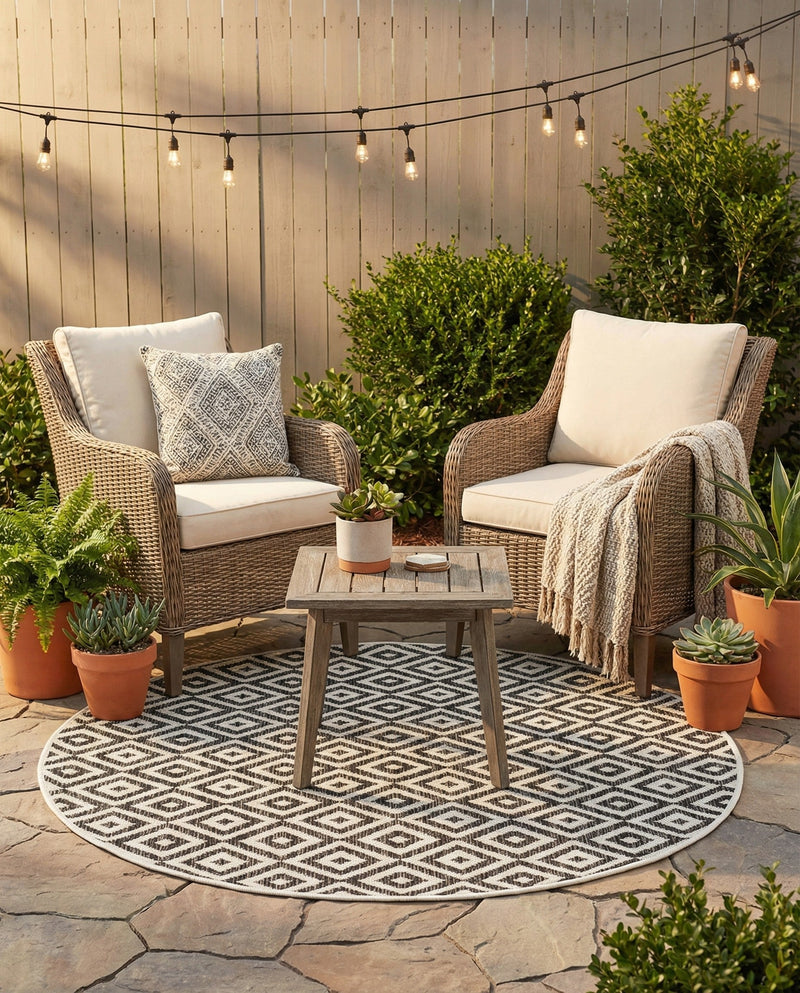 Urban Oasis Rugs Collection Area Rug -  Rooftop (Charcoal Gray) Round Charcoal Gray  lifestyle 78