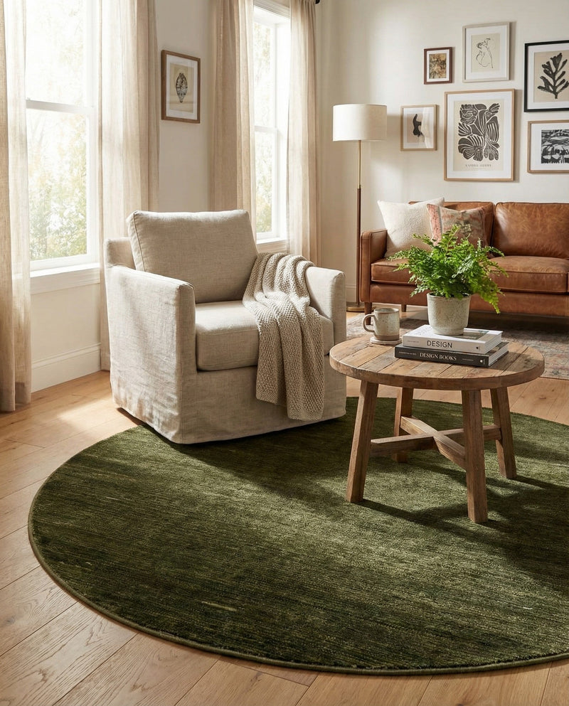 Bloomsbury Elegance Collection Area Rug -  Kensington (Green) Round Green  lifestyle 43