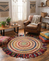 Osian Looms Collection Area Rug - Kathmandu Round Multi  lifestyle 62