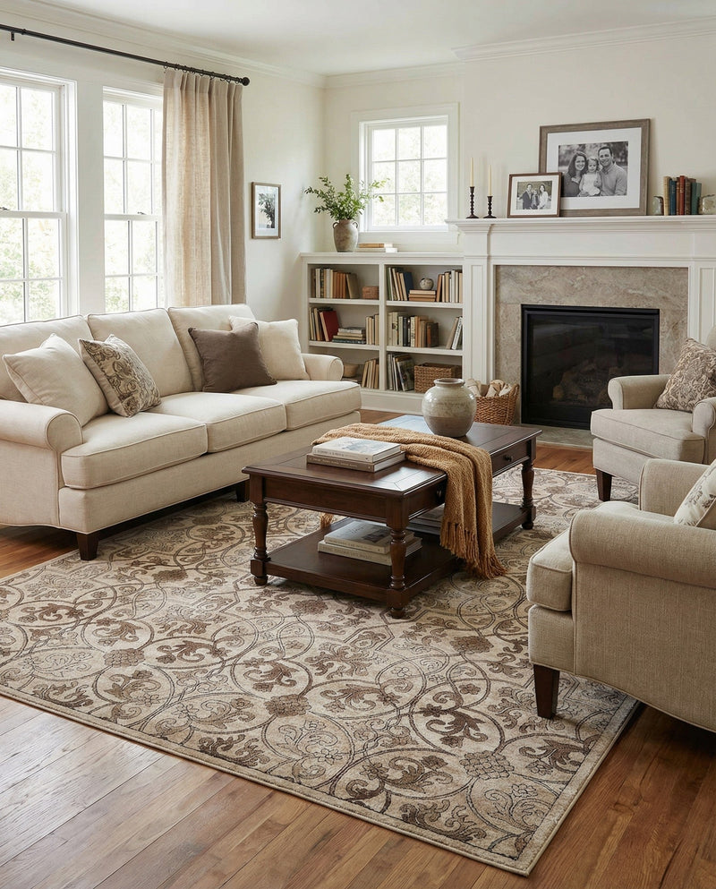 Andes Summit Collection Area Rug -  Merida Rectangle Dark Beige  lifestyle 12