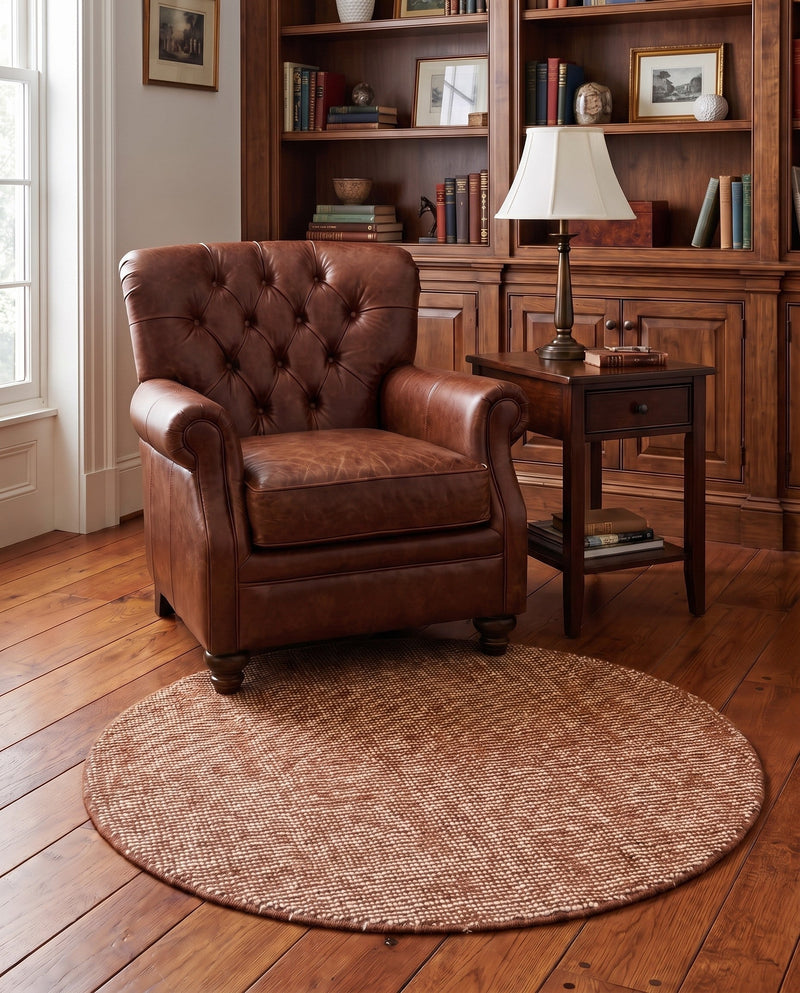 Berkshire Estate Collection Area Rug - Windsor (Cocoa Bean Brown) Round Cocoa Bean Brown  lifestyle 51