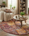 Seville Elegance Collection Area Rug - Cordoba Round Rust Red  lifestyle 78