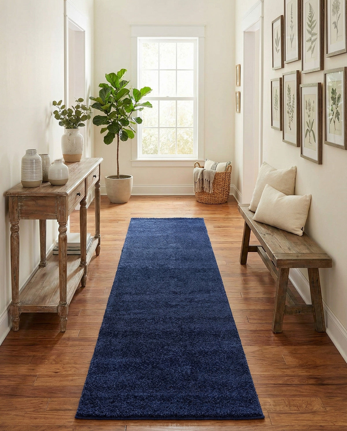 Solid Shag Seaside Collection Area Rug - Azure Cove (Navy Blue) Runner Navy Blue  lifestyle 85