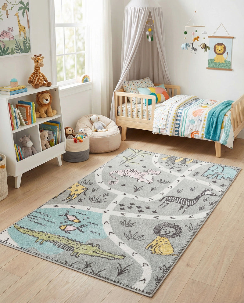 Wonder Tykes Collection Area Rug -  Enigma Rectangle Gray  lifestyle 16