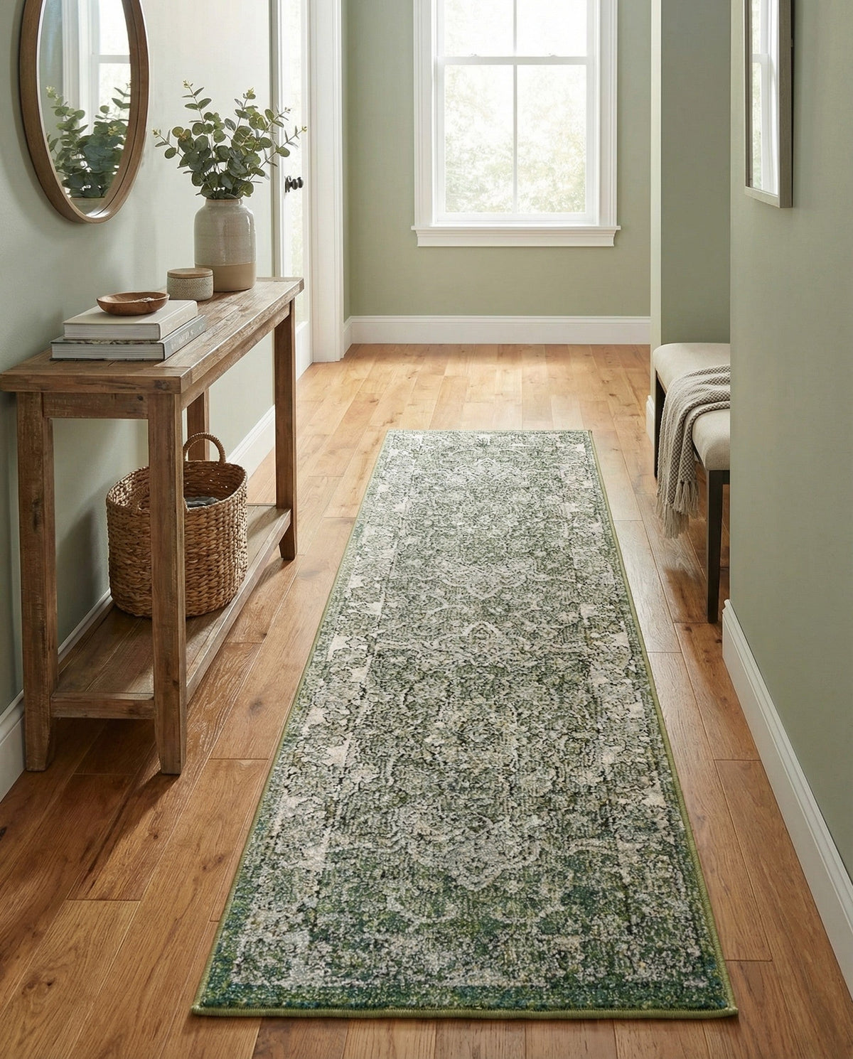 Savannah Soiree Collection Area Rug -  Everglade (Green) Runner Green  lifestyle 101