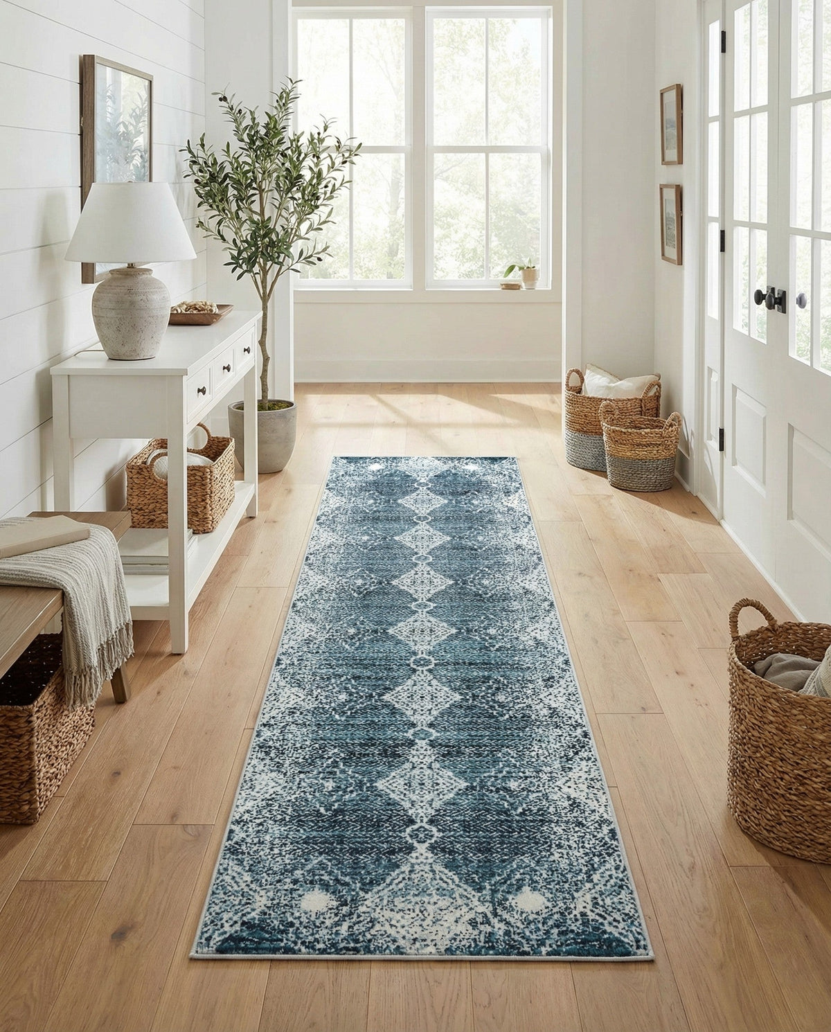 Aegean Elegance Washables Collection Area Rug -  Naxos Runner Navy Blue  lifestyle 88