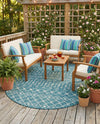 Savannah Pergola Collection Area Rug -  Pergola (Teal) Oval Teal  lifestyle 65