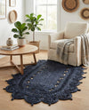 Woven Seaside Jute Collection Area Rug - Coastalhaven (Navy Blue) Oval Navy Blue  lifestyle 15
