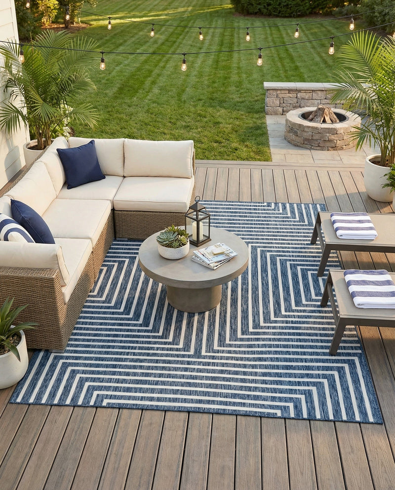 Urban Terrace Collection Area Rug -  Astoria (Blue) Rectangle Blue  lifestyle 8