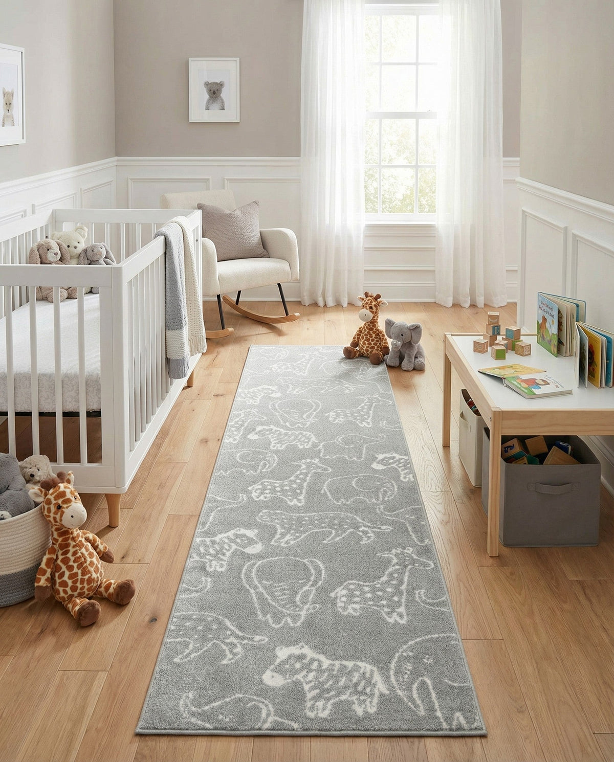 Wonder Tykes Collection Area Rug -  Spectrum Runner Gray  lifestyle 180