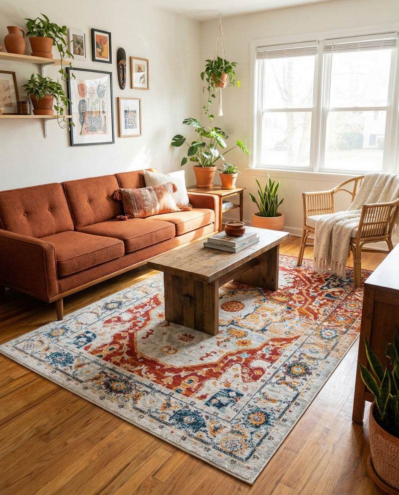 Parisian Elegance Collection Area Rug - Versailles (Rust Red) Rectangle Rust Red  lifestyle 30