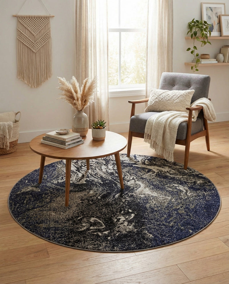 Autumnal Tapestry Collection Area Rug -  Slateville Round Gray  lifestyle 38