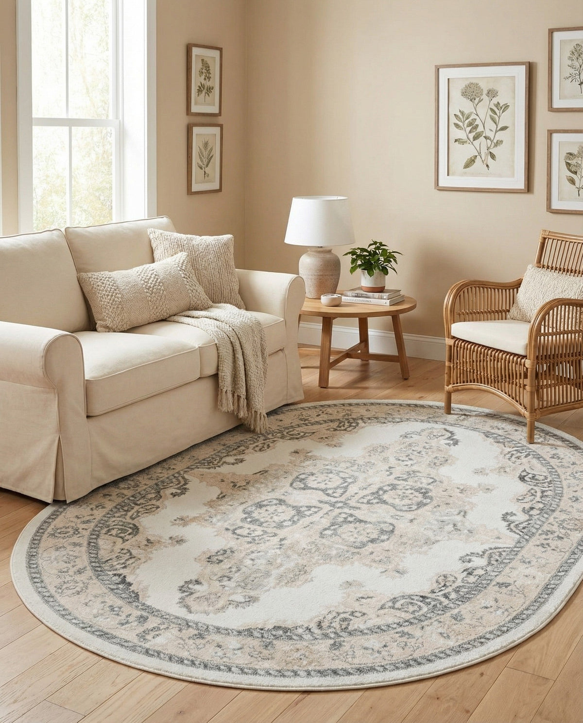 Beverly Grove Collection Area Rug -  Fairfax (Ivory) Oval Ivory  lifestyle 86