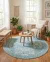 Dover Terrace Collection Area Rug -  Lagoon (Aqua) Round Aqua  lifestyle 43