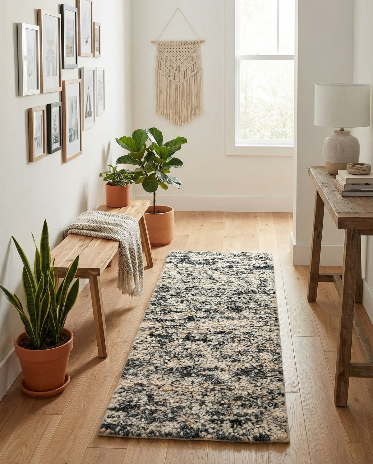 Wellington Luxe Shag Collection Area Rug - Kapiti Runner Salt and Pepper  lifestyle 108