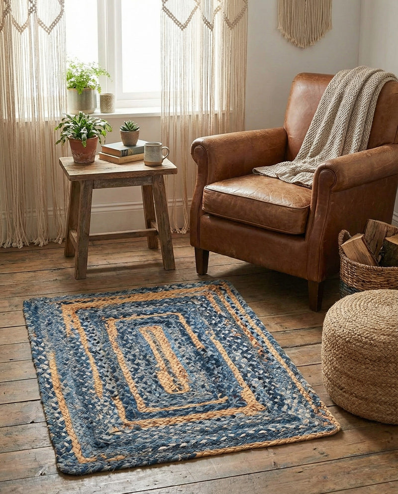 Woven Udaipur Collection Area Rug - Sahara Rectangle Blue and Natural  lifestyle 6