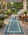 Terrace Fringe Collection Area Rug - Veranda (Teal) Runner Teal  lifestyle 57