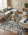 Mediterranean Lattice Collection Area Rug - Santorini (Multi Gray Blue) Rectangle Multi Gray Blue  lifestyle 17