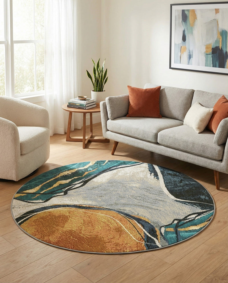 Urban Terrace Collection Area Rug -  Pavilion Round Multi  lifestyle 60