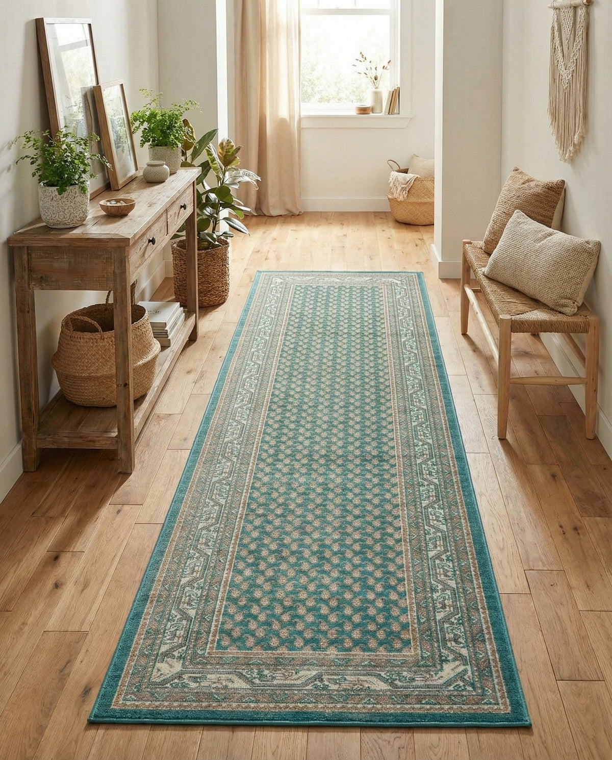 Soho Elegance Collection Area Rug -  Mercer (Turquoise) Runner Turquoise  lifestyle 86