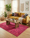 Chateau Elegance Collection Area Rug -  Louvre Rectangle Magenta  lifestyle 8