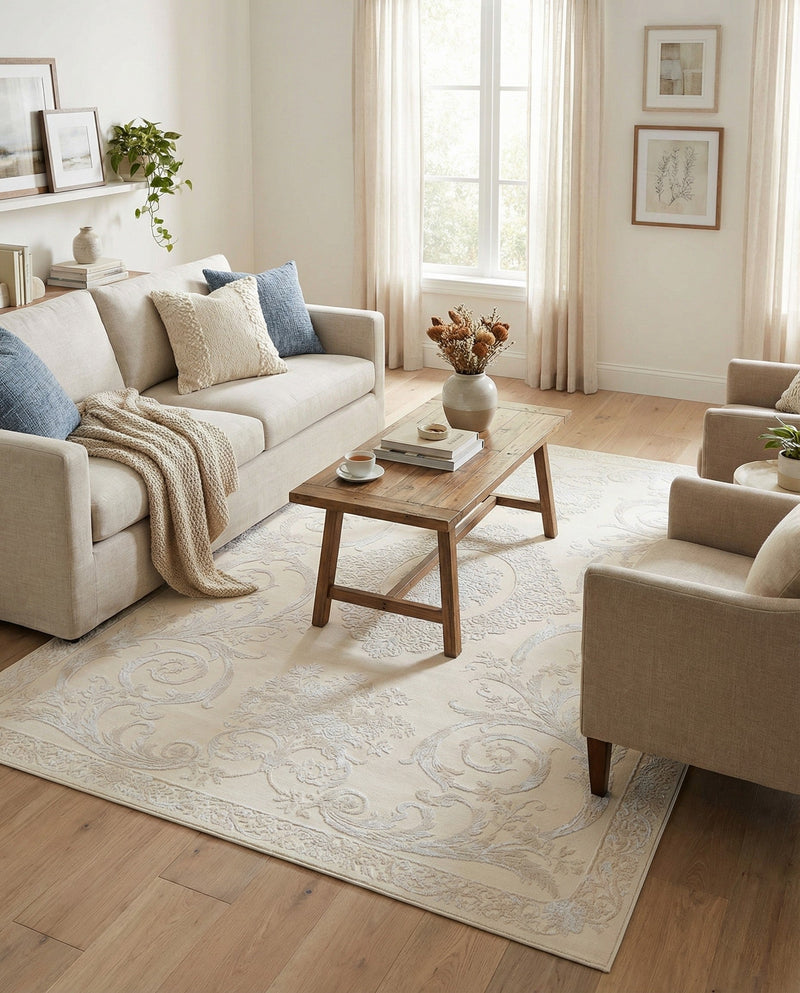 Bloomsbury Elegance Collection Area Rug - Mayfair Rectangle Ivory  lifestyle 24